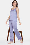 Zivame Paradise Garden Woven Pyjama Set - Chalk Violet — thumbnail 4